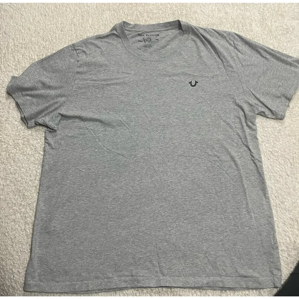 True Religion Men's Size XXL Logo TR Tee T-Shirt Heather Gray